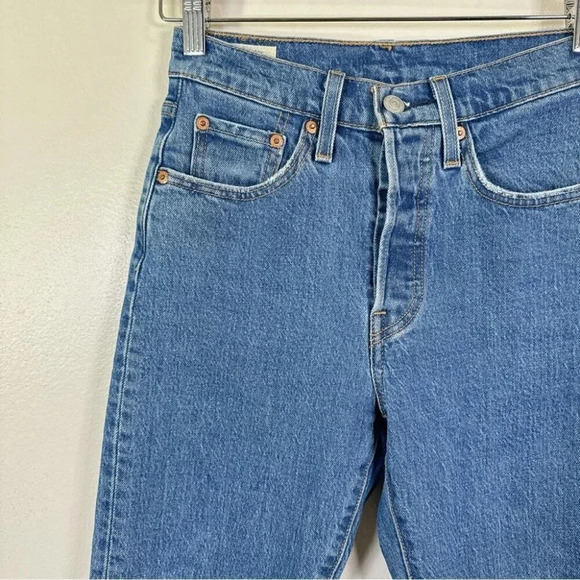 Levi's Womens Size 24x28 501 Skinny Jeans In Jive Tides Fay Hem - Picture 4 of 16